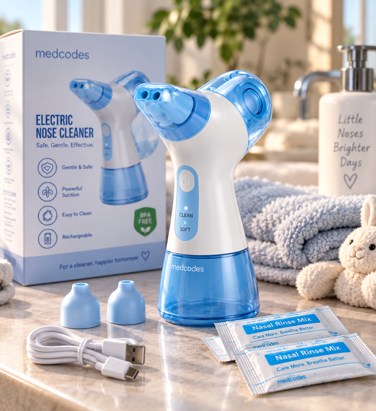 Electric Nose Cleaner — Cordless Nasal Rinse Kit